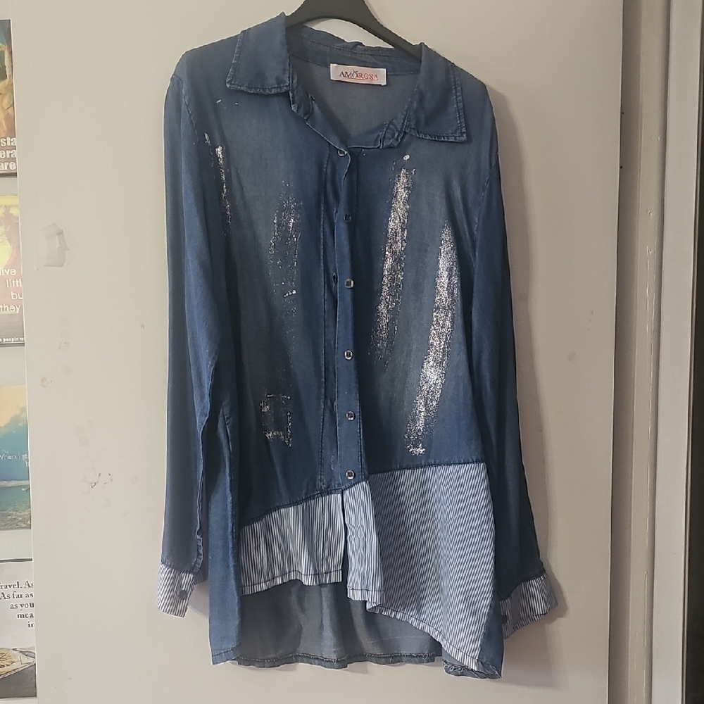 Blue Button Down Shirt by AMOROSA